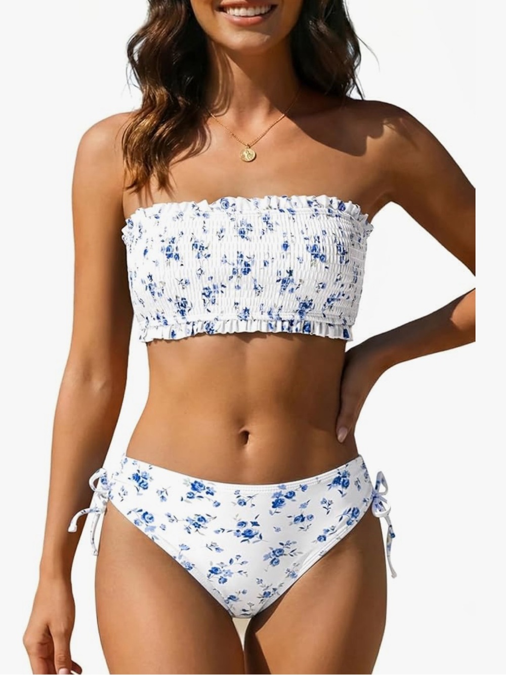 Floral Blue Bikini Set - Women Swim